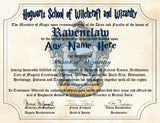 Ravenclaw Personalized Harry Potter Diploma - Hogwarts School of Witchcraft and Wizardry Degree