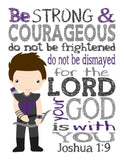Hawkeye Superhero Christian Nursery Decor Print - Be Strong and Courageous Joshua 1:9