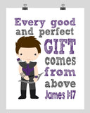 Hawkeye Superhero Christian Nursery Decor Print - Every Good and Perfect Gift Comes From Above - James 1:17