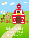 Old MacDonald Had a Farm E I E I O Nursery Decor Wall Art Set of 4 Unframed Prints