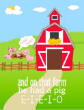 Old MacDonald Had a Farm E I E I O Nursery Decor Wall Art Set of 4 Unframed Prints