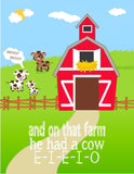 Old MacDonald Had a Farm E I E I O Nursery Decor Wall Art Set of 4 Unframed Prints