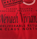 Personalized Red Santa Sack in Canvas with Reindeer - North Pole Santa Claus Presents Bag