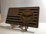 Small American Flag, 82nd Airborne US Army Aviation desk flag, Engraved Wood Painted Rustic Style Flag