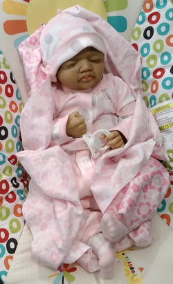 Layla 19" African American Biracial Sleeping Reborn Baby with 3/4 Arms and Full Legs