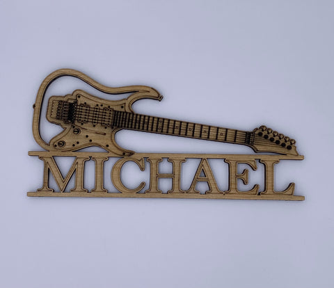 Personalized Guitar Name Wood Sign, Nursery Decor, Wooden Name, Customized Music Name Sign, Wooden Name Sign, Kids Room