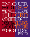 A House Divided - South Carolina Gamecocks and Clemson Tigers Personalized Family Name Christian Print