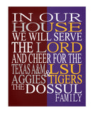A House Divided - Texas A&M Aggies and Georgia Bulldogs Personalized Family Name Christian Print
