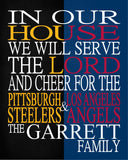 A House Divided Pittsburgh Steelers & Los Angeles Angels Personalized Family Name Christian Print