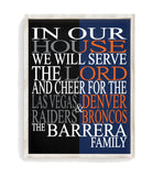 A House Divided Las Vegas Raiders and Denver Broncos Personalized Family Name Christian Print