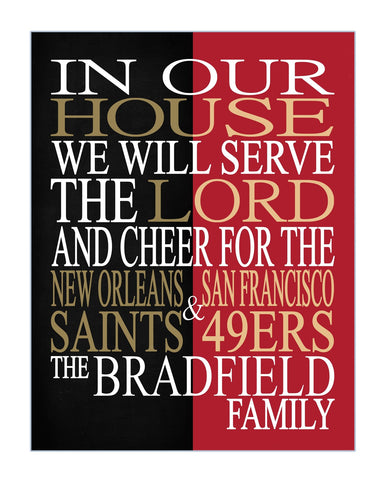 A House Divided - New Orleans Saints and San Francisco 49ers Personalized Christian Print