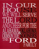 A House Divided - Alabama Crimson Tide & Oklahoma Sooners Personalized Family Name Christian Print