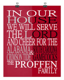 A House Divided - Alabama Crimson Tide and South Carolina Gamecocks Personalized Family Name Christian Print