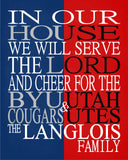 A House Divided - BYU Cougars & Utah Utes Personalized Family Name Christian Print