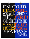 A House Divided Mizzou Tigers & Florida Gators Personalized Christian Print