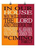 A House Divided Tennessee Volunteers and Alabama Crimson Tide Personalized Christian Unframed Print