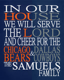 A House Divided - Chicago Bears & Dallas Cowboys Personalized Family Name Christian Print