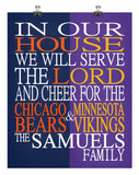 A House Divided - Chicago Bears & Minnesota Vikings Personalized Family Name Christian Print