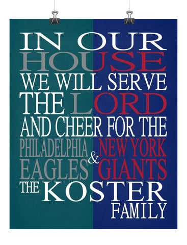 House Divided - Philadelphia Eagles & New York Giants Personalized Christian Sports Print