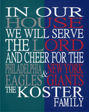 House Divided - Philadelphia Eagles & New York Giants Personalized Christian Sports Print