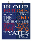 A House Divided - New York Giants & Denver Broncos Personalized Family Name Christian Print