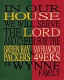 A House Divided - Green Bay Packers and San Francisco 49ers Personalized Family Name Christian Print