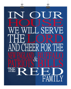 A House Divided - New England Patriots & Buffalo Bills Personalized Family Name Christian Print