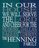A House Divided - Philadelphia Eagles & Dallas Cowboys Personalized Family Name Christian Print