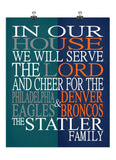 A House Divided - Philadelphia Eagles & Denver Broncos Personalized Family Name Christian Print