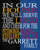 A House Divided Pittsburgh Steelers and Buffalo Bills Personalized Family Name Christian Print