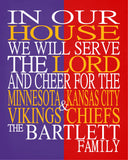 A House Divided - Minnesota Vikings & Kansas City Chiefs Personalized Family Name Christian Print