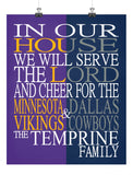 A House Divided - Minnesota Vikings & Dallas Cowboys Personalized Family Name Christian Print