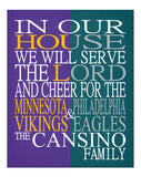 A House Divided - Minnesota Vikings & Philadelphia Eagles Personalized Family Name Christian Print
