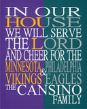 A House Divided - Minnesota Vikings & Philadelphia Eagles Personalized Family Name Christian Print