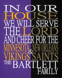 A House Divided - Minnesota Vikings & New Orleans Saints Personalized Family Name Christian Print
