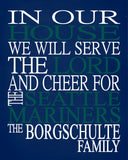 In Our House We Will Serve The Lord And Cheer for The Seattle Mariners Personalized Christian Print - sports art - multiple sizes