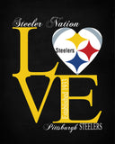 Pittsburgh Steelers Love - Perfect Gift, football sports art - multiple sizes