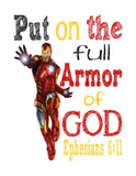 Ironman Christian Superhero Little Boys Room Nursery Decor Art Print - Ephesians 6:11 - Put on the full Armor of God - Multiple Sizes