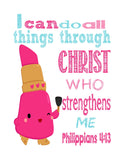 Lippy Lips Shopkins Christian Nursery Decor Print, I Can Do All Things Through Christ Who Strengthens Me - Philippians 4:13