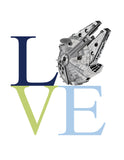 Space Wars Nursery Decor Set of 4 Unframed Prints, Dream Big Little Jedi, Love, Luke Skywalker, C3PO and R2D2 in Sage, Navy and White