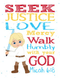 Star Wars Christian Nursery Decor Set of 4 Prints, Luke Skywalker, Yoda, Darth Vader and R2D2