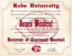 Cincinnati Reds Ultimate Baseball Fan Personalized Diploma - 8.5" x 11"