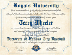 Kansas City Royals Ultimate Baseball Fan Personalized Diploma - 8.5" x 11"