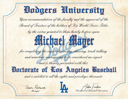 Los Angeles Dodgers Ultimate Baseball Fan Personalized Diploma - 8.5" x 11"