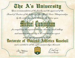 Oakland A's Ultimate Baseball Fan Personalized Diploma - 8.5" x 11"