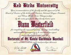 St. Louis Cardinals Ultimate Baseball Fan Personalized Diploma - 8.5" x 11"