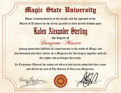 Doctorate of Magic Diploma Personalized Certificate on 8.5" x 11" Parchment Paper makes a great gift