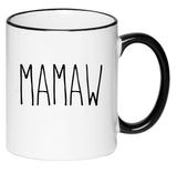 Mamaw Farmhouse Mug Rae Dunn Inspired Coffee Cup, Gift for Her, Farmhouse Decor, Gift for Women, Hot Chocolate, 11 Ounce Ceramic Mug