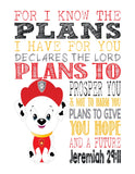 Paw Patrol Christian Nursery Decor Set of 4 Prints, Chase, Marshall, Zuma and Rubble with Bible Verses