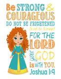 Princess Set of 4 - Christian Nursery Decor Wall Art Print - Cinderella, Merida, Elena and Belle - Bible Verse - Multiple Sizes